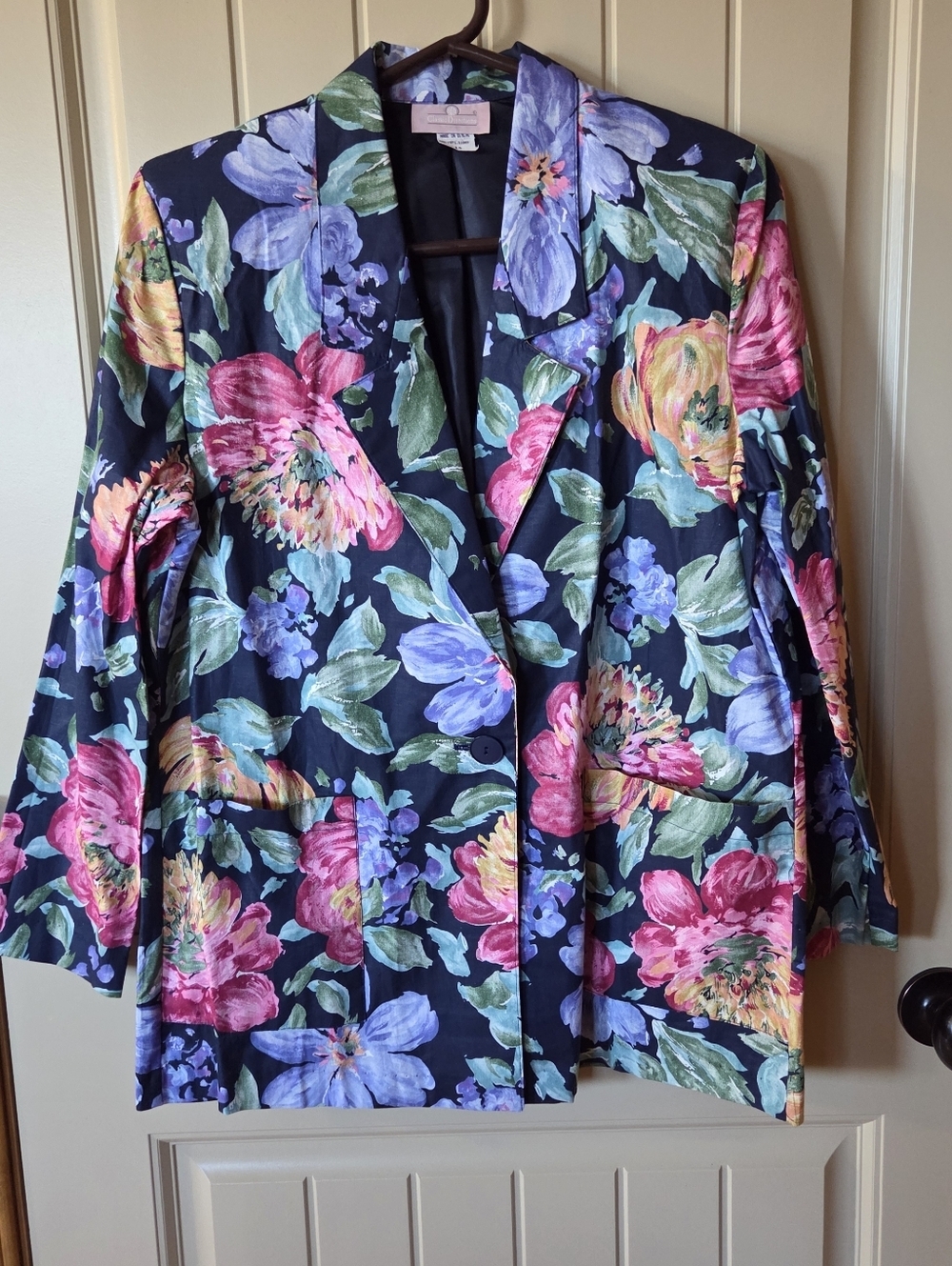 VTG 90s Classic Directions Floral Blazer Jacket Made in USA Size 14